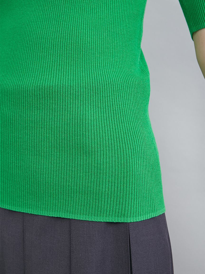 Mila Owen「ＵＶケア半袖シアーリブニット」|ニット・セーター|