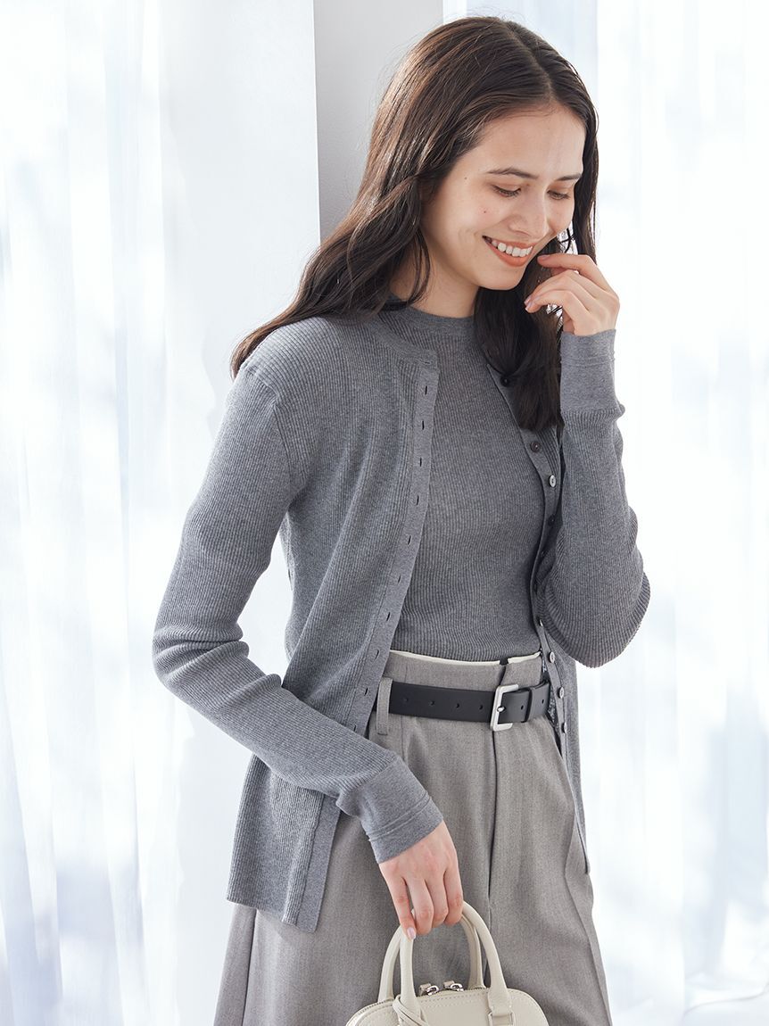 Mila Owen「ＵＶケア半袖シアーリブニット」|ニット・セーター|