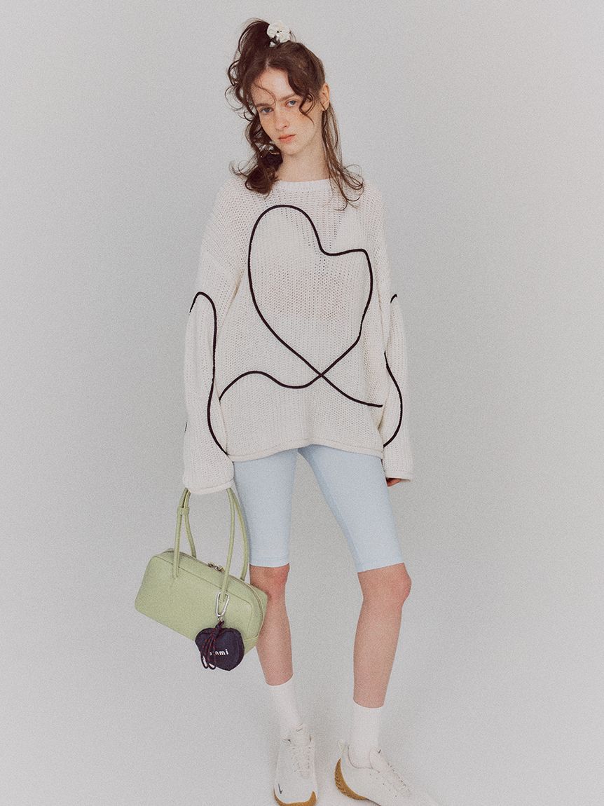 emmi atelier「【HEART】 【ONLINE限定カラーあり】ハートエンブロイダリーニット」|ニット・セーター|