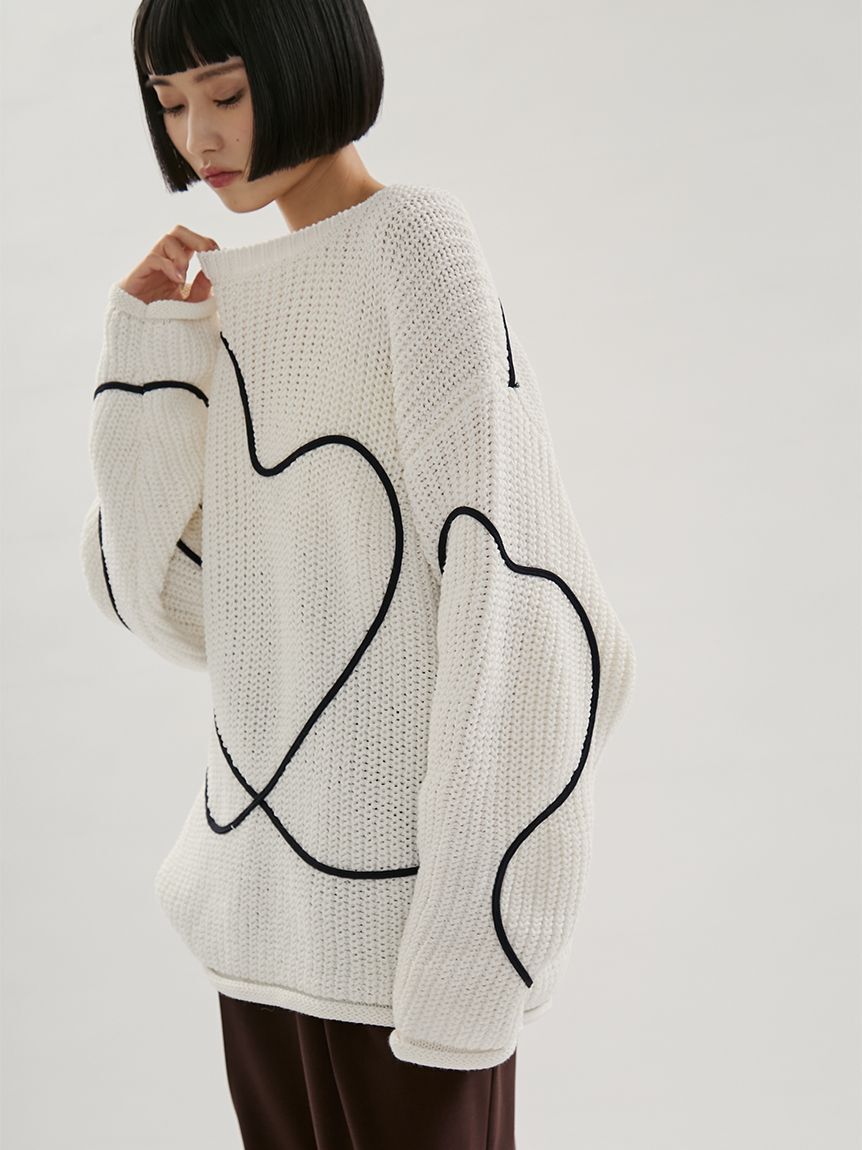 emmi atelier「【HEART】 【ONLINE限定カラーあり】ハートエンブロイダリーニット」|ニット・セーター|