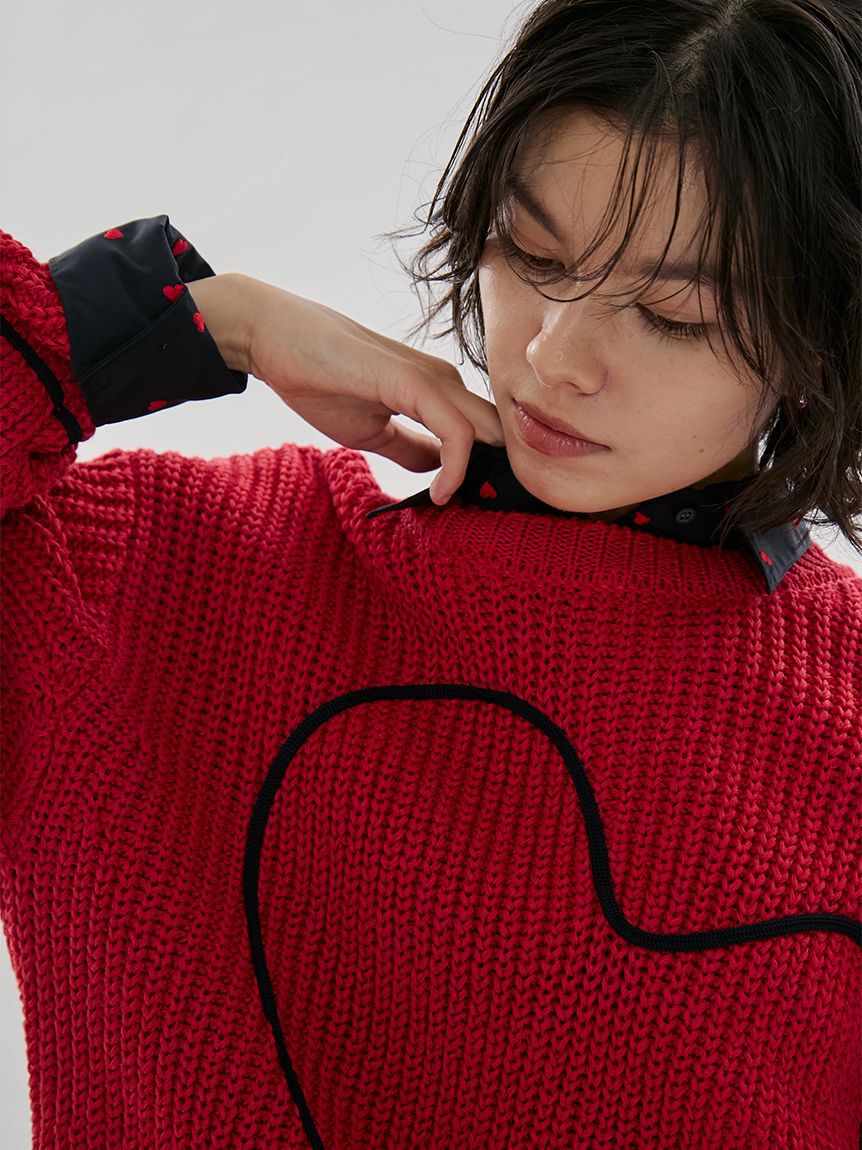 emmi atelier「【HEART】 【ONLINE限定カラーあり】ハートエンブロイダリーニット」|ニット・セーター|