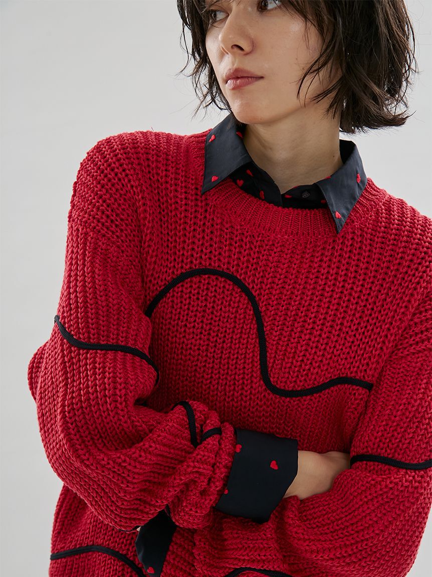 emmi atelier「【HEART】 【ONLINE限定カラーあり】ハートエンブロイダリーニット」|ニット・セーター|