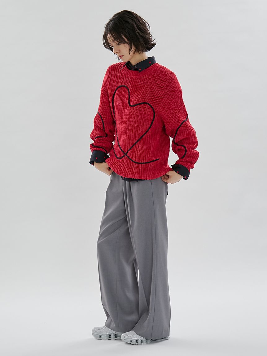emmi atelier「【HEART】 【ONLINE限定カラーあり】ハートエンブロイダリーニット」|ニット・セーター|