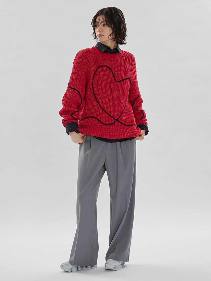 emmi atelier「【HEART】 【ONLINE限定カラーあり】ハートエンブロイダリーニット」|ニット・セーター|