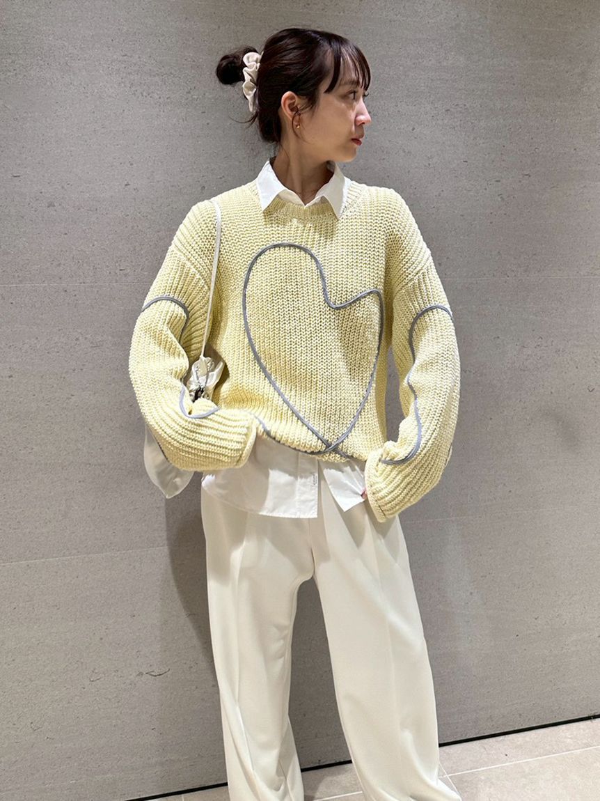 emmi atelier「【HEART】 【ONLINE限定カラーあり】ハートエンブロイダリーニット」|ニット・セーター|