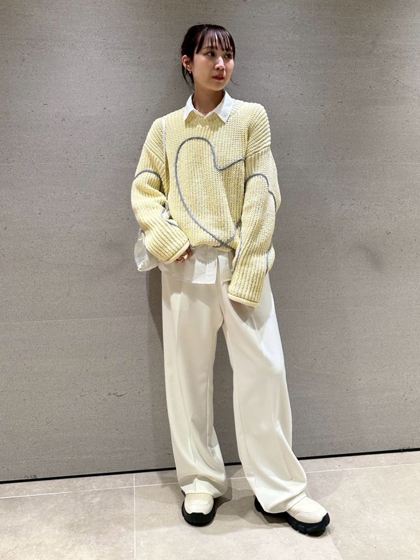 emmi atelier「【HEART】 【ONLINE限定カラーあり】ハートエンブロイダリーニット」|ニット・セーター|