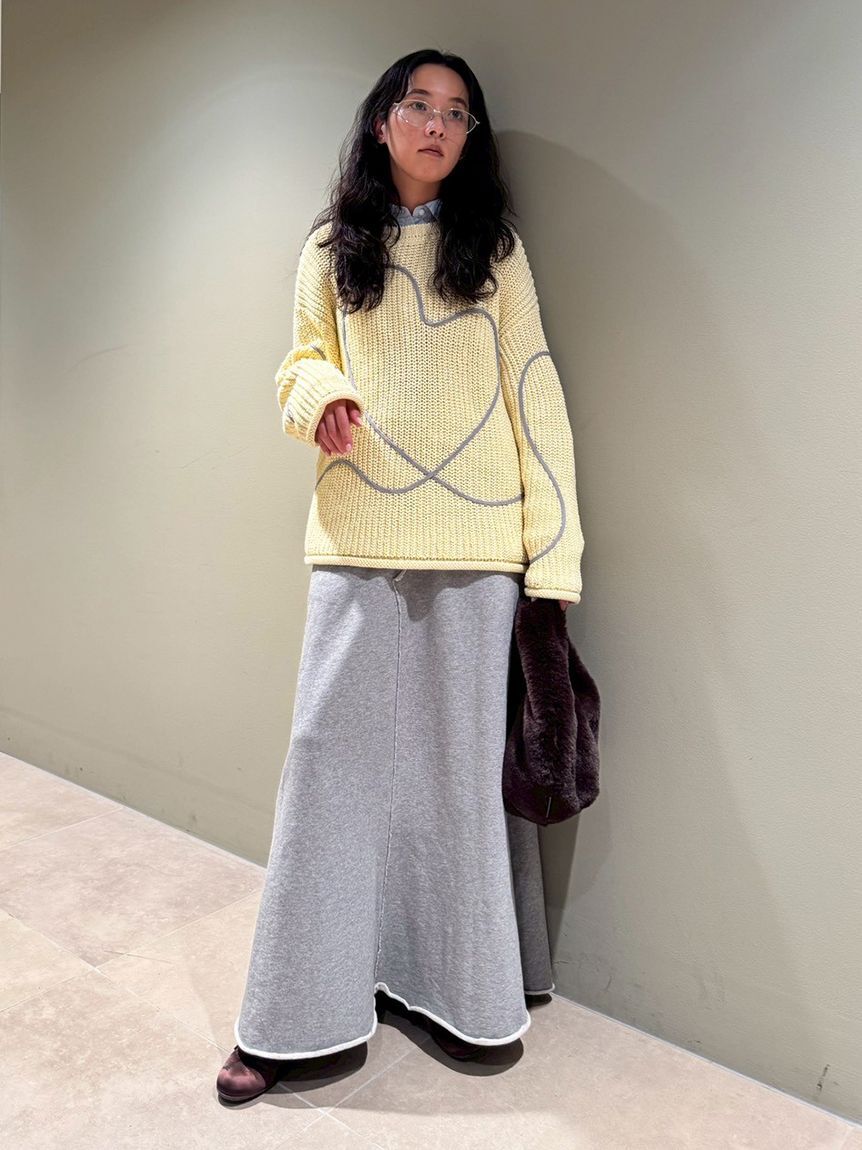 emmi atelier「【HEART】 【ONLINE限定カラーあり】ハートエンブロイダリーニット」|ニット・セーター|