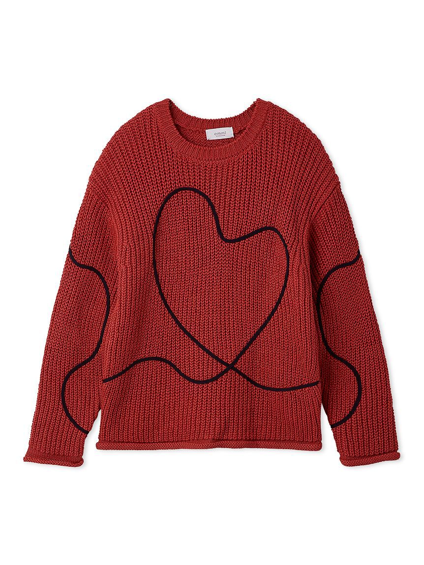 emmi atelier「【HEART】 【ONLINE限定カラーあり】ハートエンブロイダリーニット」|ニット・セーター|