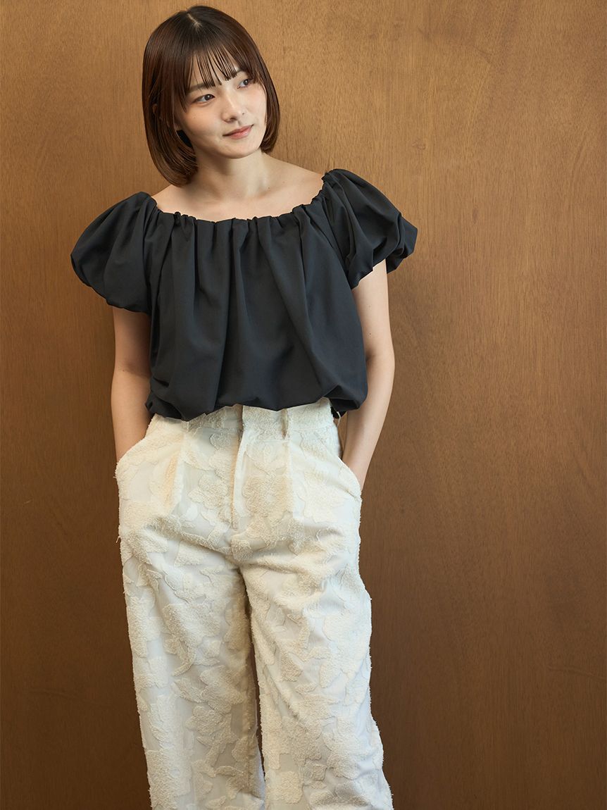 emmi atelier「フラワーふくれジャガードブラウス」|シャツ・ブラウス|