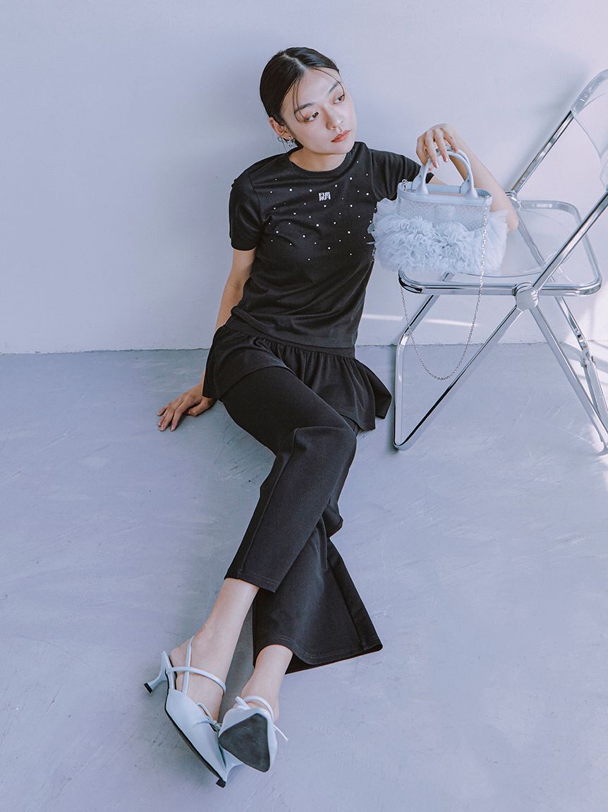 FURFUR「【WEB限定】ビジュー付きロゴ刺繍Tシャツ」|Tシャツ・カットソー|