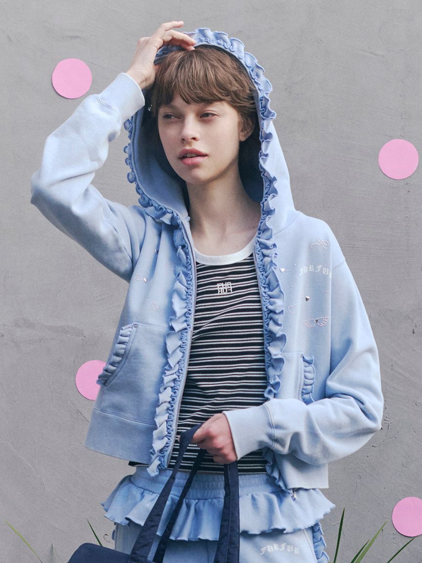 FURFUR「フリルジップアップフーディー」|パーカー|BLU