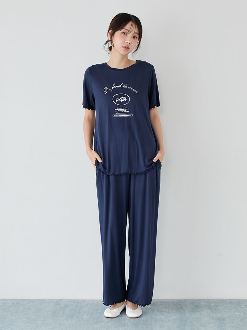 gelato pique「レーヨンロゴメローロングパンツ」|ルームウェア|