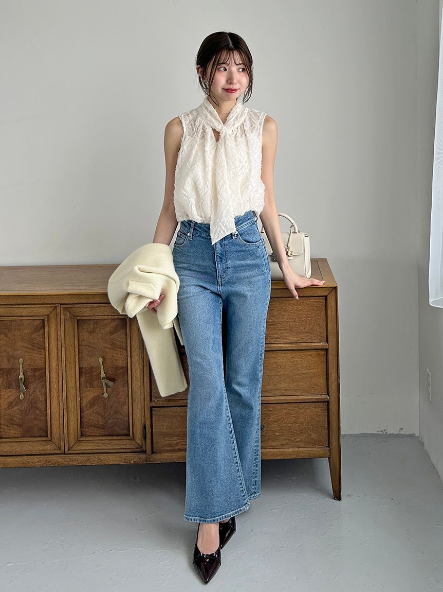 SNIDEL「【STYLEUPPANTS】ハイウエストフレア」|チノ|