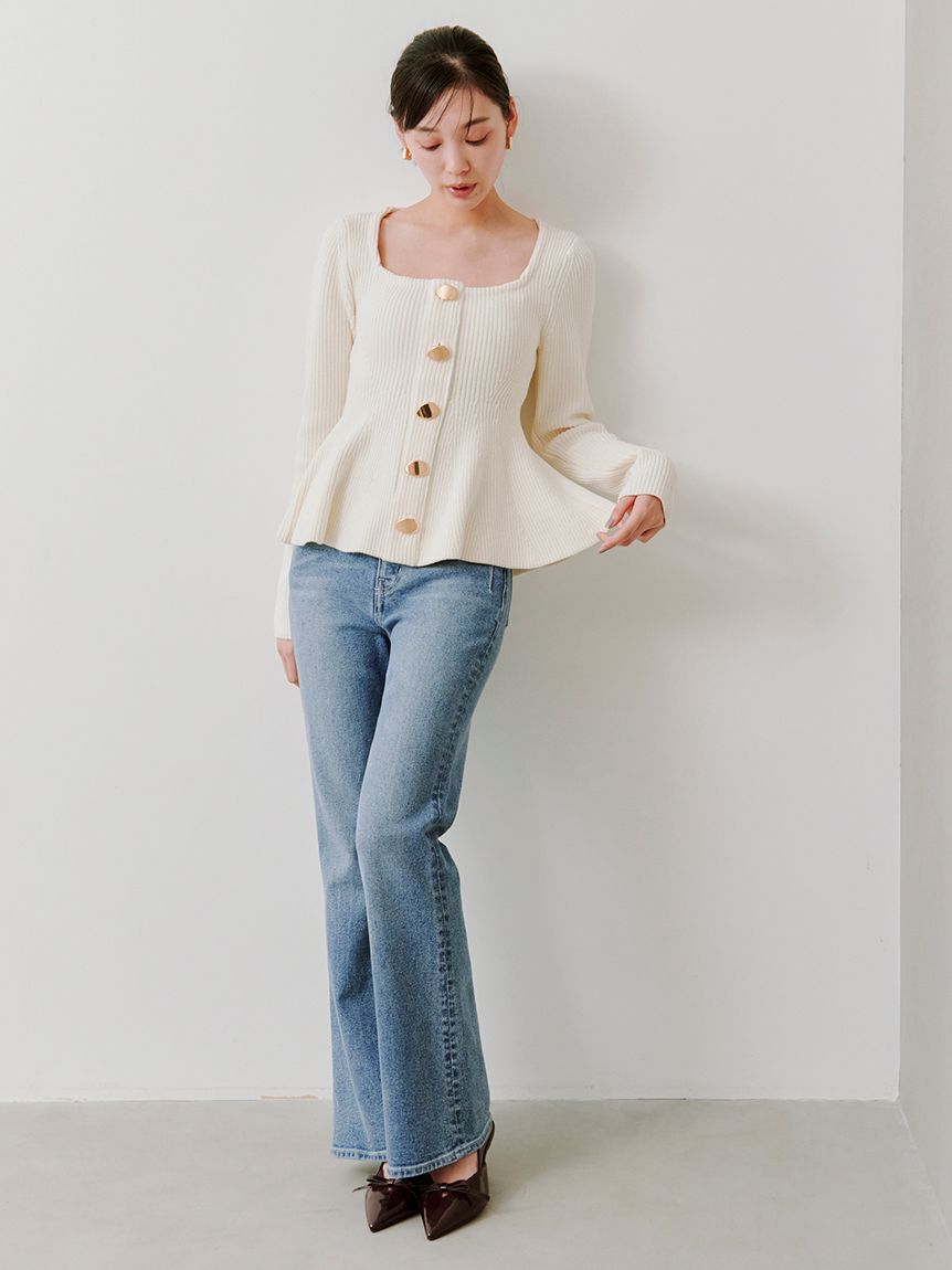 SNIDEL「【STYLEUPPANTS】ハイウエストフレア」|チノ|