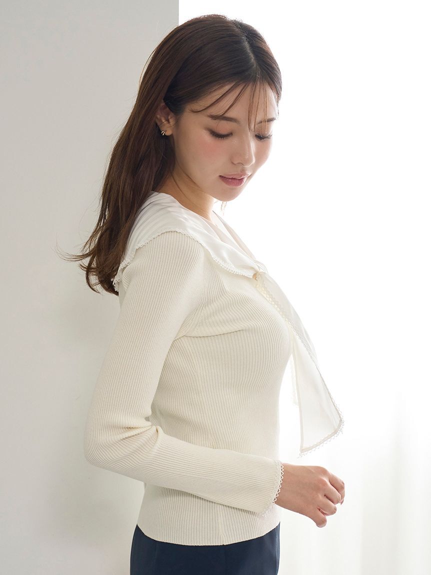 SNIDEL「Sustainableスカーフブラウスドッキングプルオーバー」|ニット・セーター|