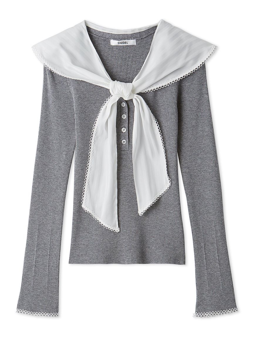 SNIDEL「Sustainableスカーフブラウスドッキングプルオーバー」|ニット・セーター|