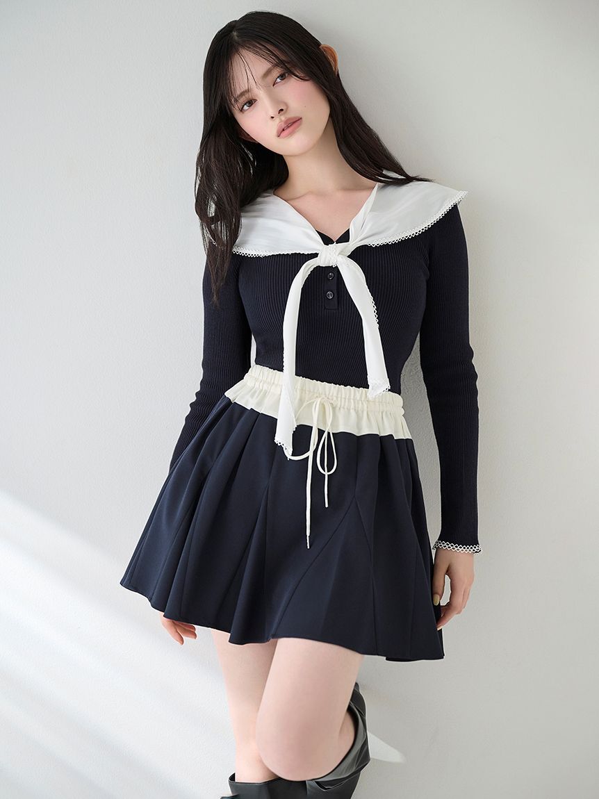 SNIDEL「Sustainableスカーフブラウスドッキングプルオーバー」|ニット・セーター|