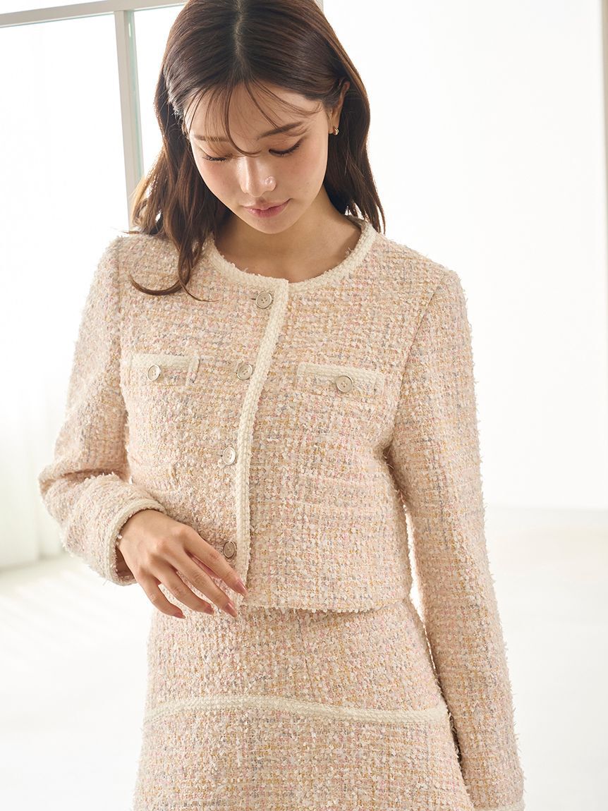 SNIDEL「ツイードジャケット」|ノーカラージャケット|