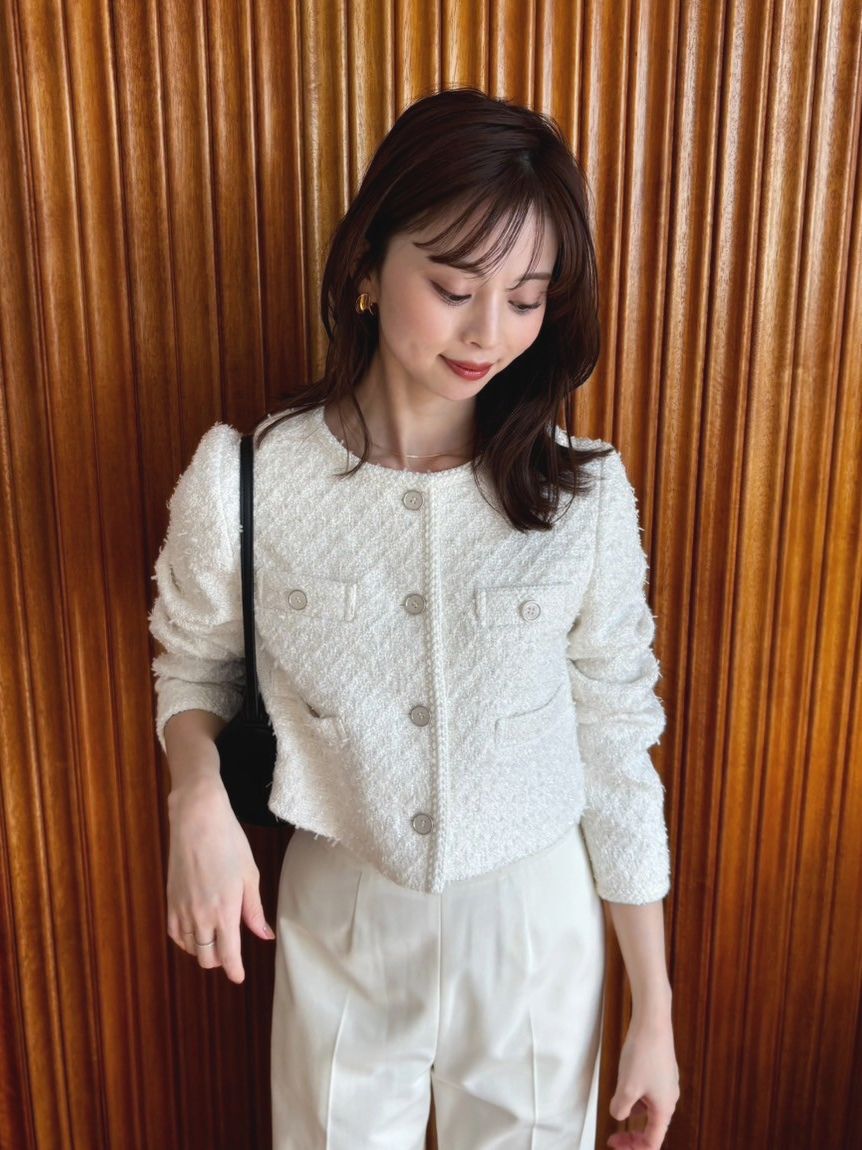 SNIDEL「ツイードジャケット」|ノーカラージャケット|