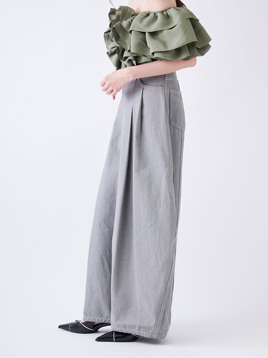 SNIDEL「【00サイズ/0TALLサイズあり】カーブデニムワイドパンツ」|デニム|