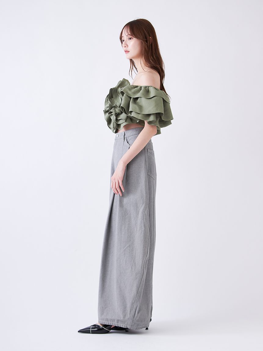 SNIDEL「【00サイズ/0TALLサイズあり】カーブデニムワイドパンツ」|デニム|