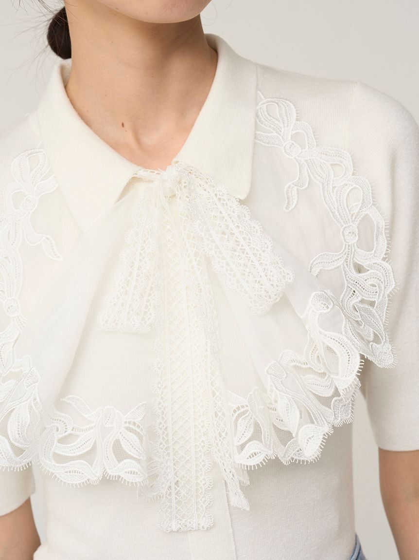 SNIDEL「エンブロイダリーカラードッキングニット」|ニット・セーター|