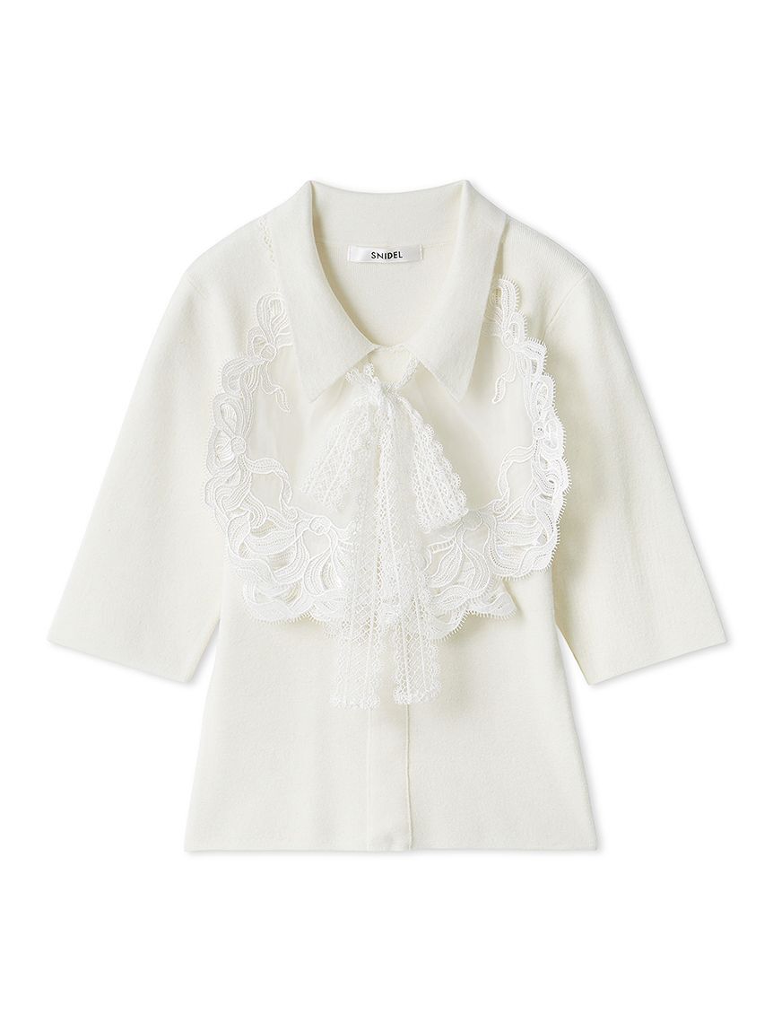 SNIDEL「エンブロイダリーカラードッキングニット」|ニット・セーター|