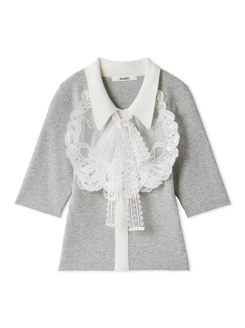 SNIDEL「エンブロイダリーカラードッキングニット」|ニット・セーター|