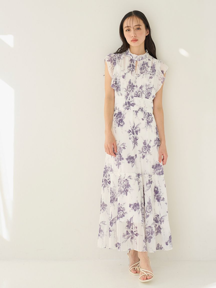 SNIDEL「【販路限定サイズあり】Sustainableプリーツプリントワンピース」|ワンピース|WHT