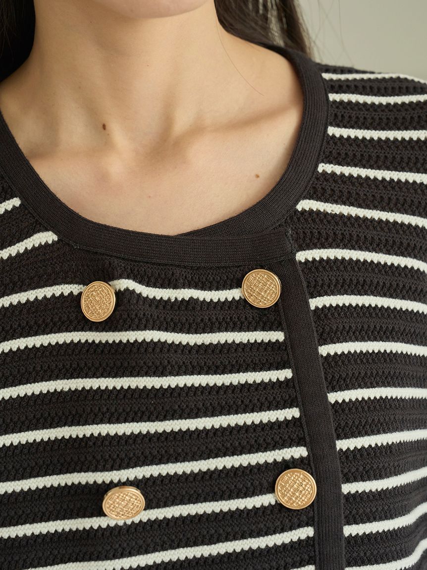 SNIDEL「クロシェライクニットジャケット」|ノーカラージャケット|