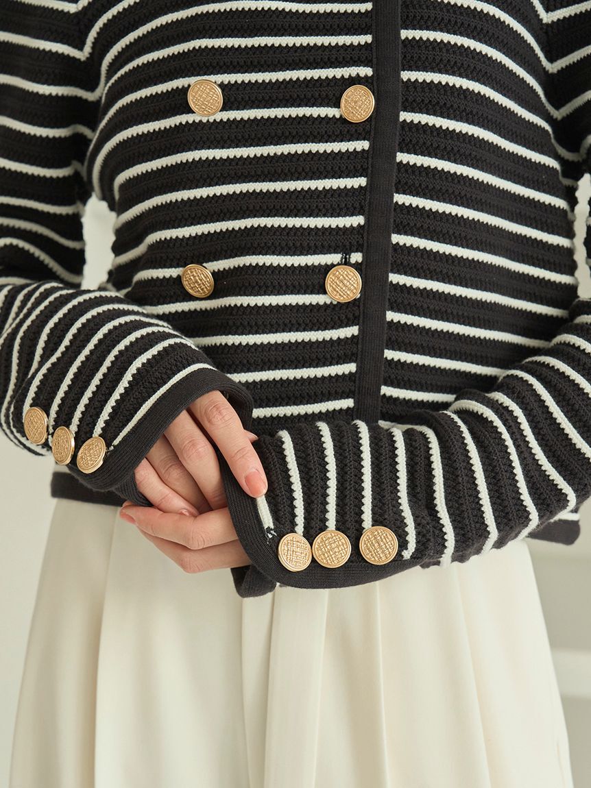 SNIDEL「クロシェライクニットジャケット」|ノーカラージャケット|