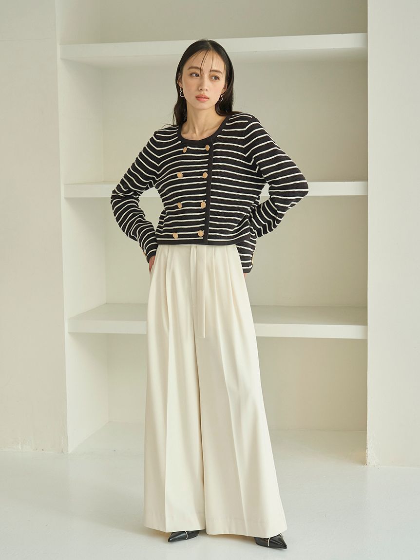 SNIDEL「クロシェライクニットジャケット」|ノーカラージャケット|