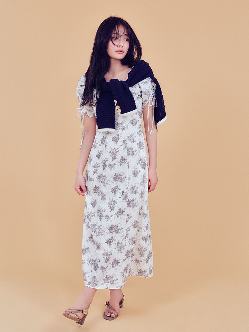 SNIDEL「クロシェライクニットジャケット」|ノーカラージャケット|