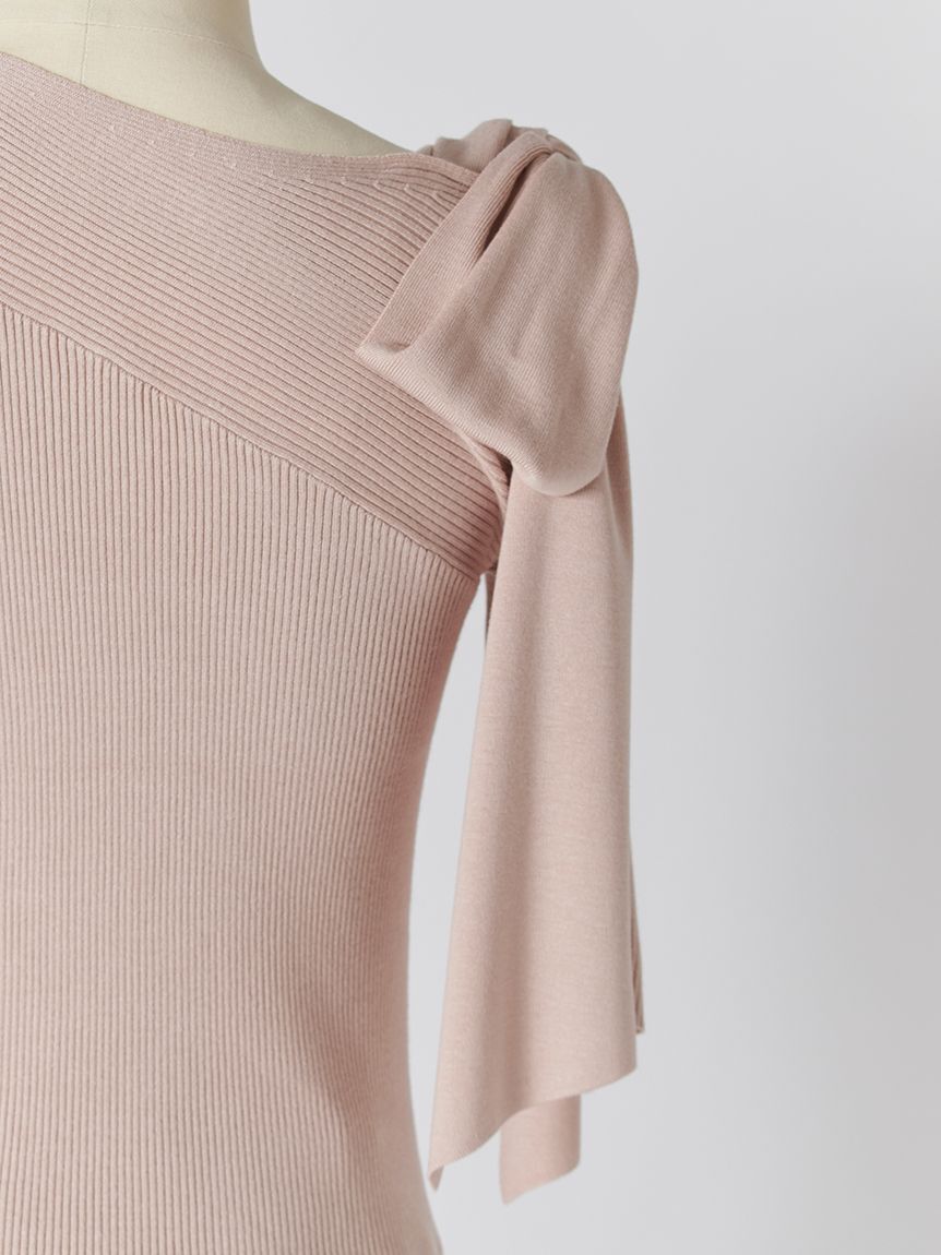 SNIDEL「リボンショルダーニットプルオーバー」|ニット・セーター|