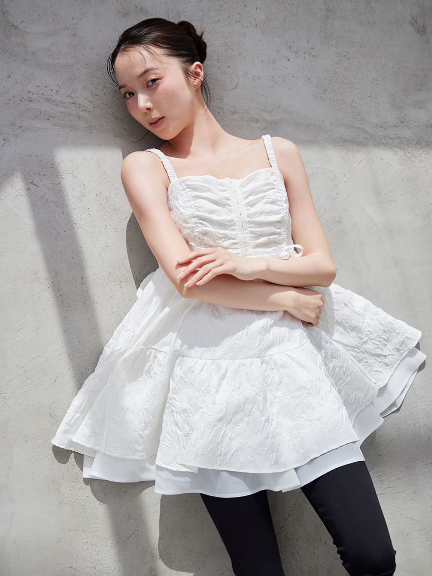 SNIDEL「【Chacott】コラボジャガードミニワンピース」|ワンピース|WHT