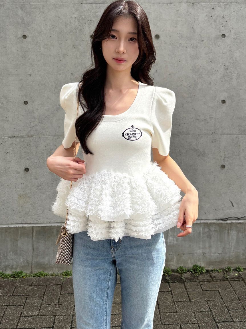 SNIDEL「【Chacott】コラボペプラムニットプルオーバー」|ニット・セーター|