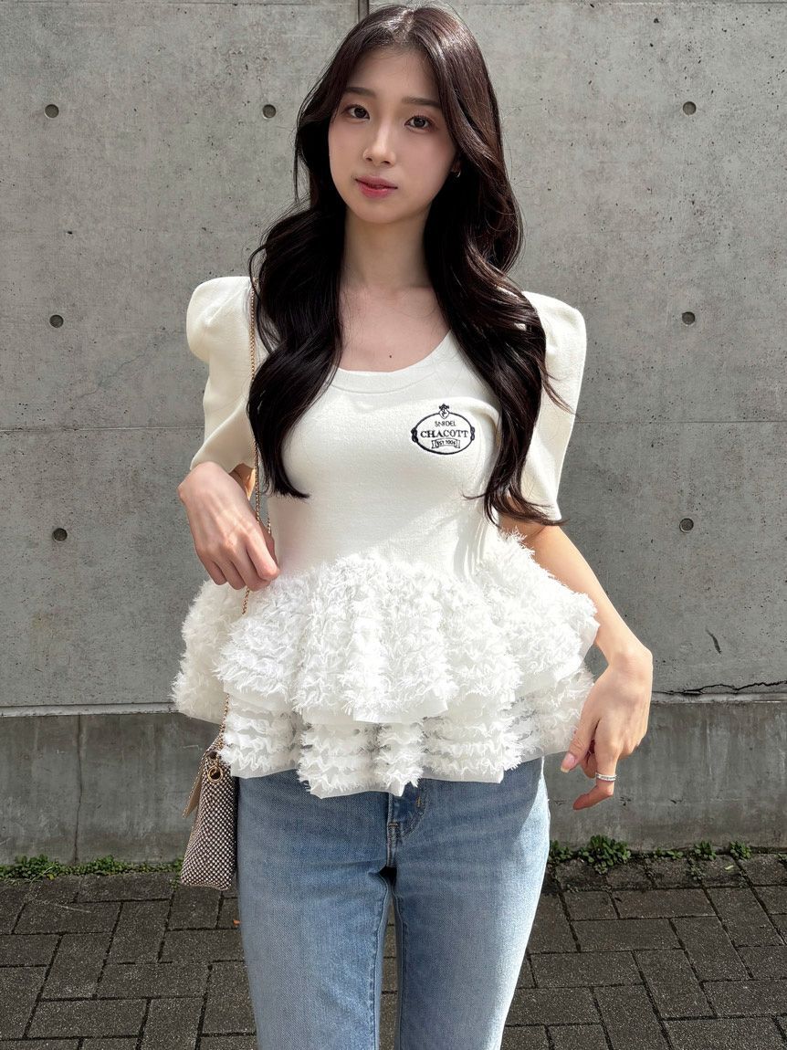 SNIDEL「【Chacott】コラボペプラムニットプルオーバー」|ニット・セーター|