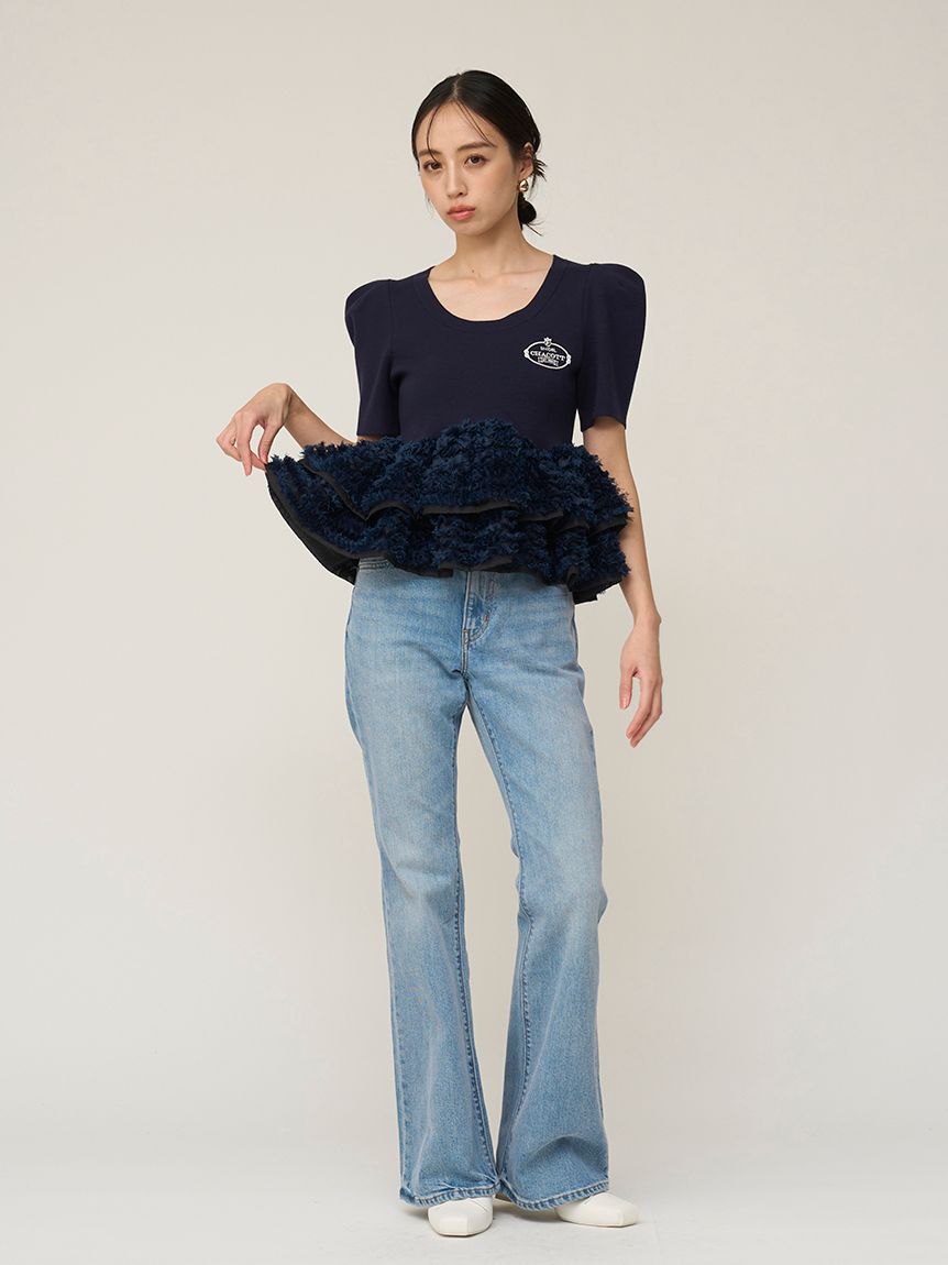 SNIDEL「【Chacott】コラボペプラムニットプルオーバー」|ニット・セーター|