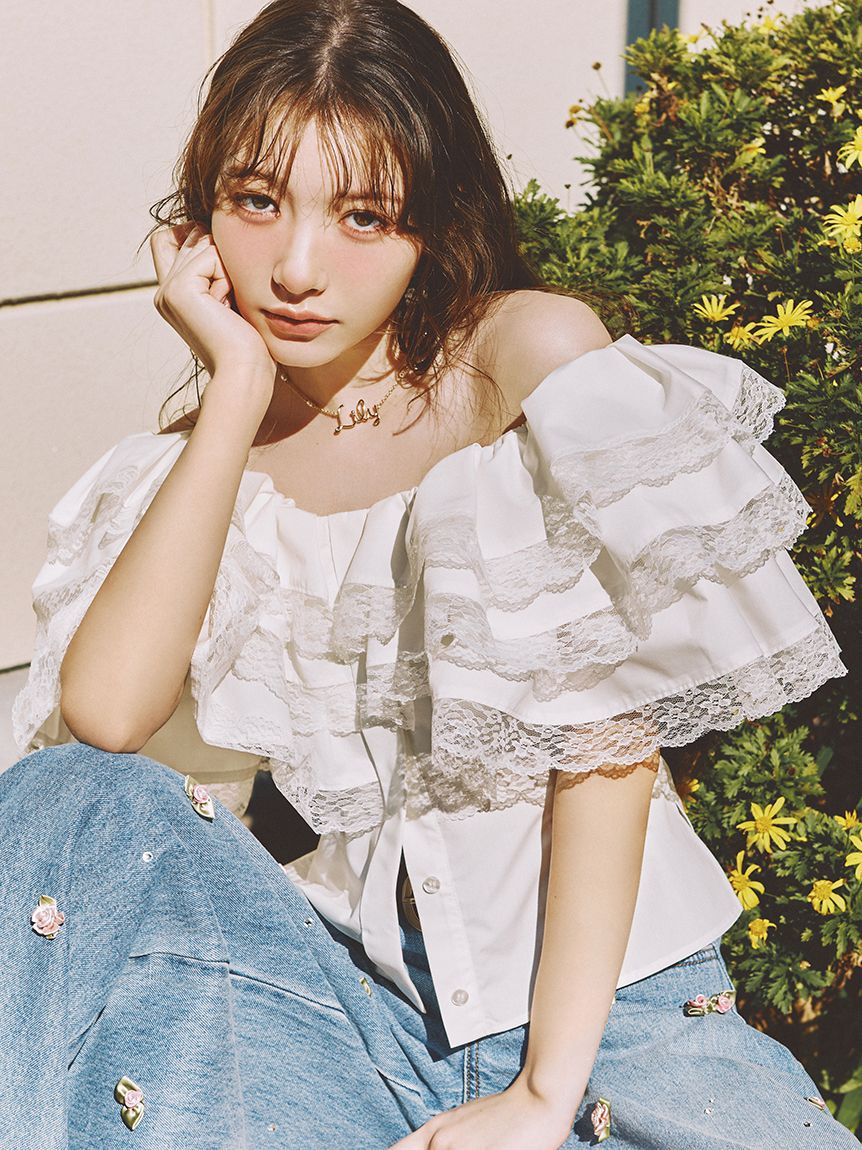 LILY BROWN「ボリュームフリルオフショル2wayブラウス」|シャツ・ブラウス|