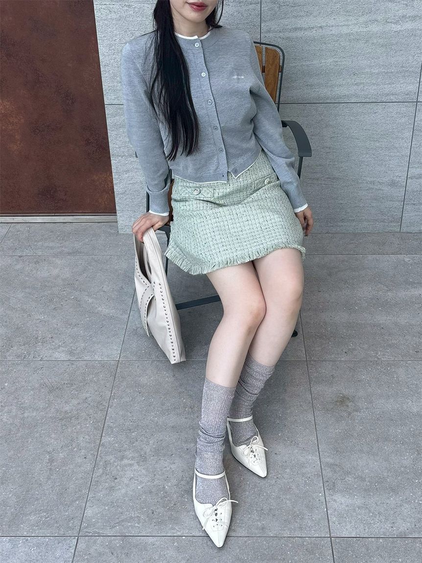 LILY BROWN「カラートリムニットカーディガン」|カーディガン|