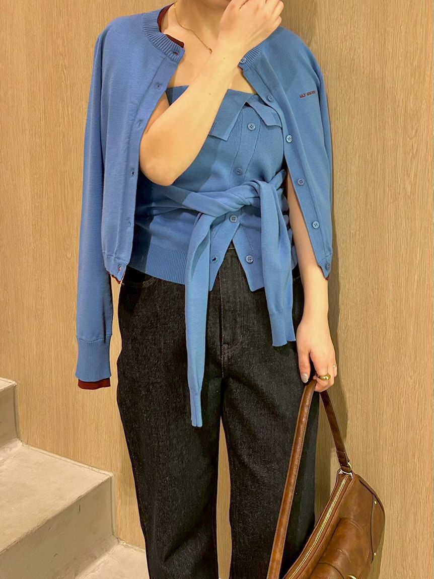 LILY BROWN「カラートリムニットカーディガン」|カーディガン|