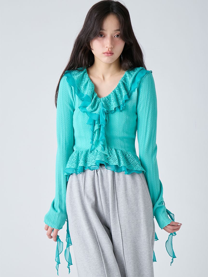 LILY BROWN「【限定カラー】ボリュームフリルニットトップス」|ニット・セーター|