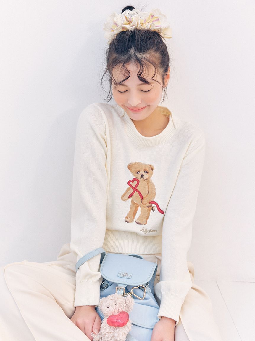 LILY BROWN「Lily Bearハートサテンニット」|ニット・セーター|