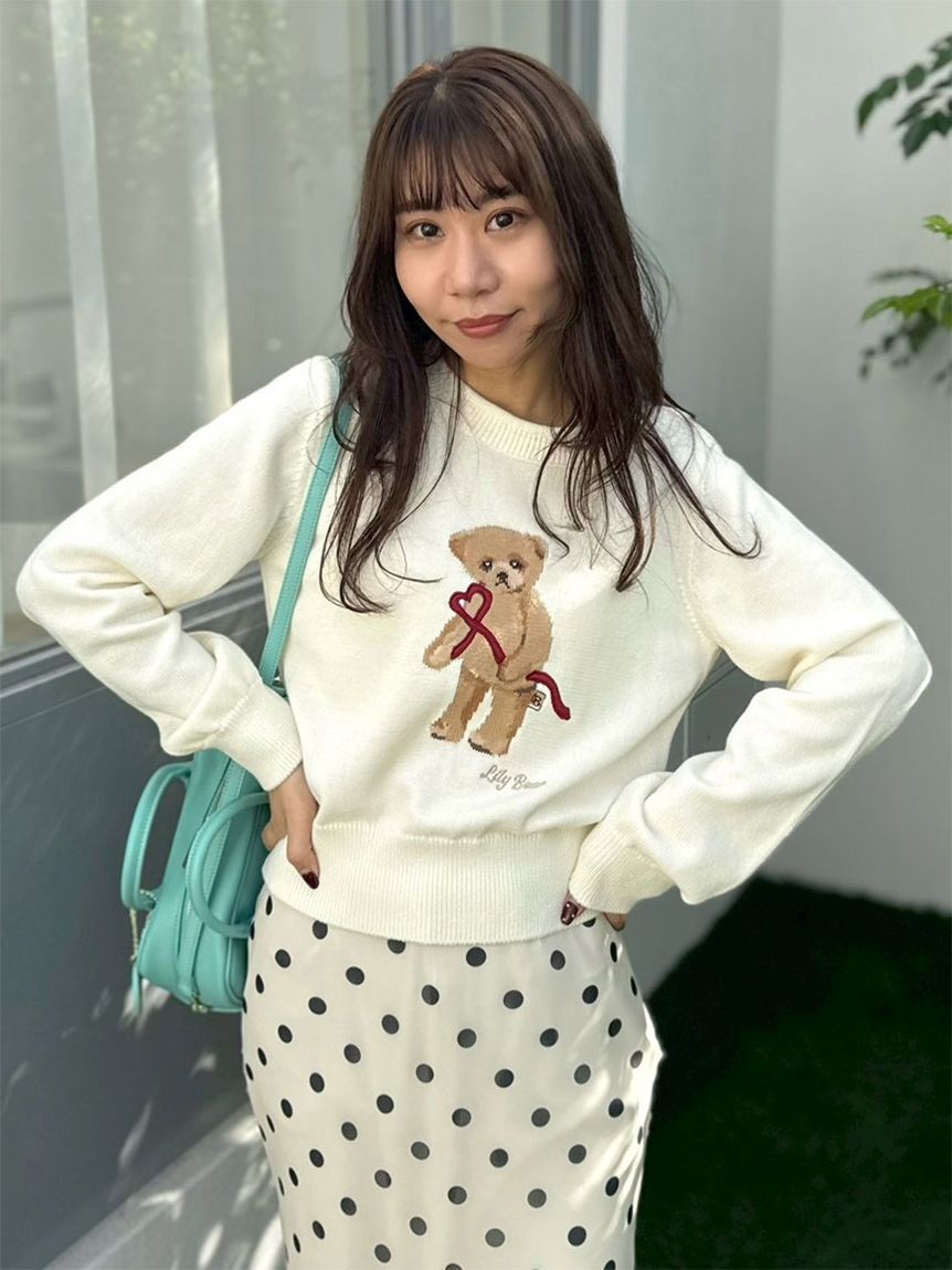 LILY BROWN「Lily Bearハートサテンニット」|ニット・セーター|
