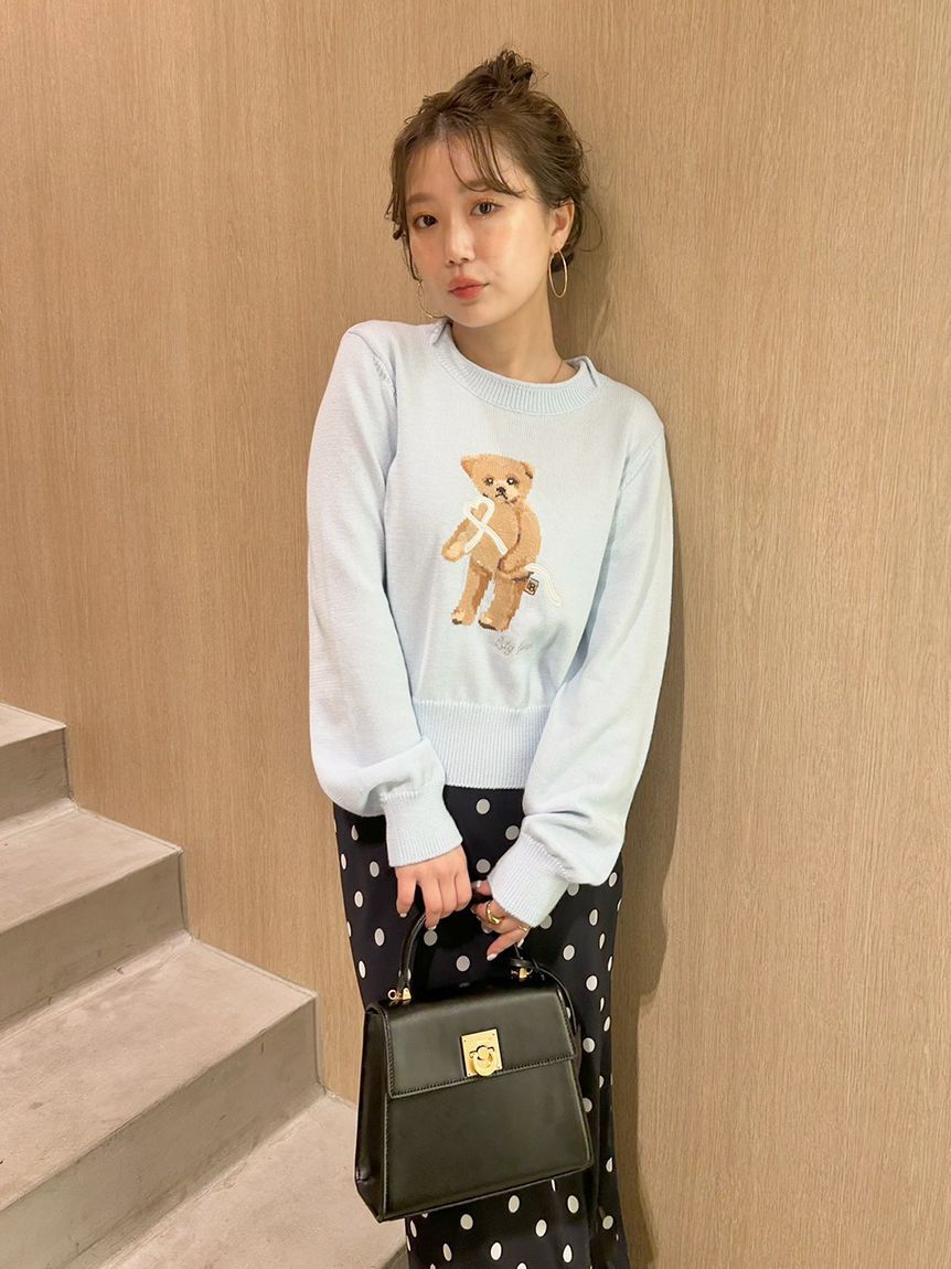 LILY BROWN「Lily Bearハートサテンニット」|ニット・セーター|