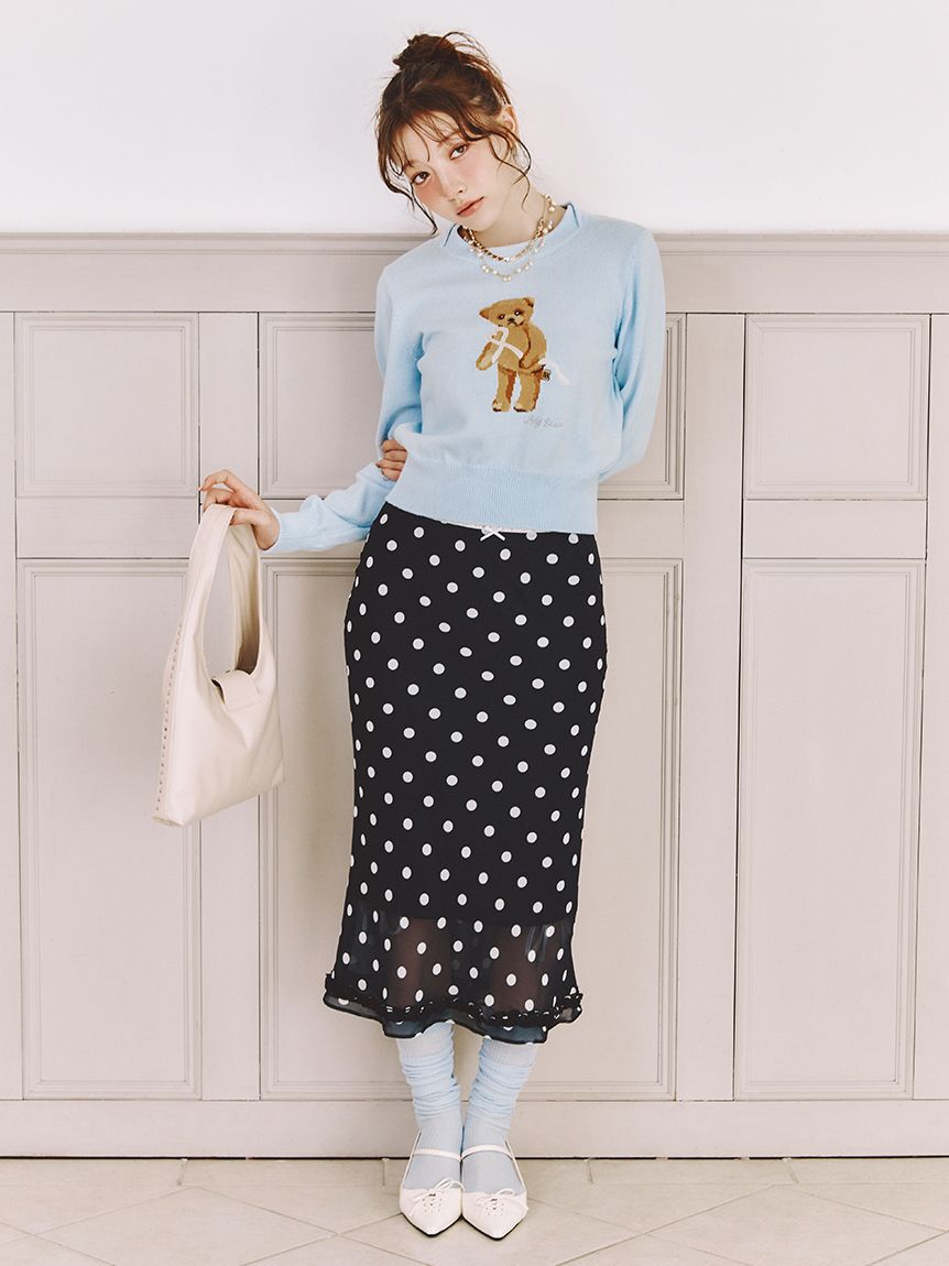 LILY BROWN「Lily Bearハートサテンニット」|ニット・セーター|