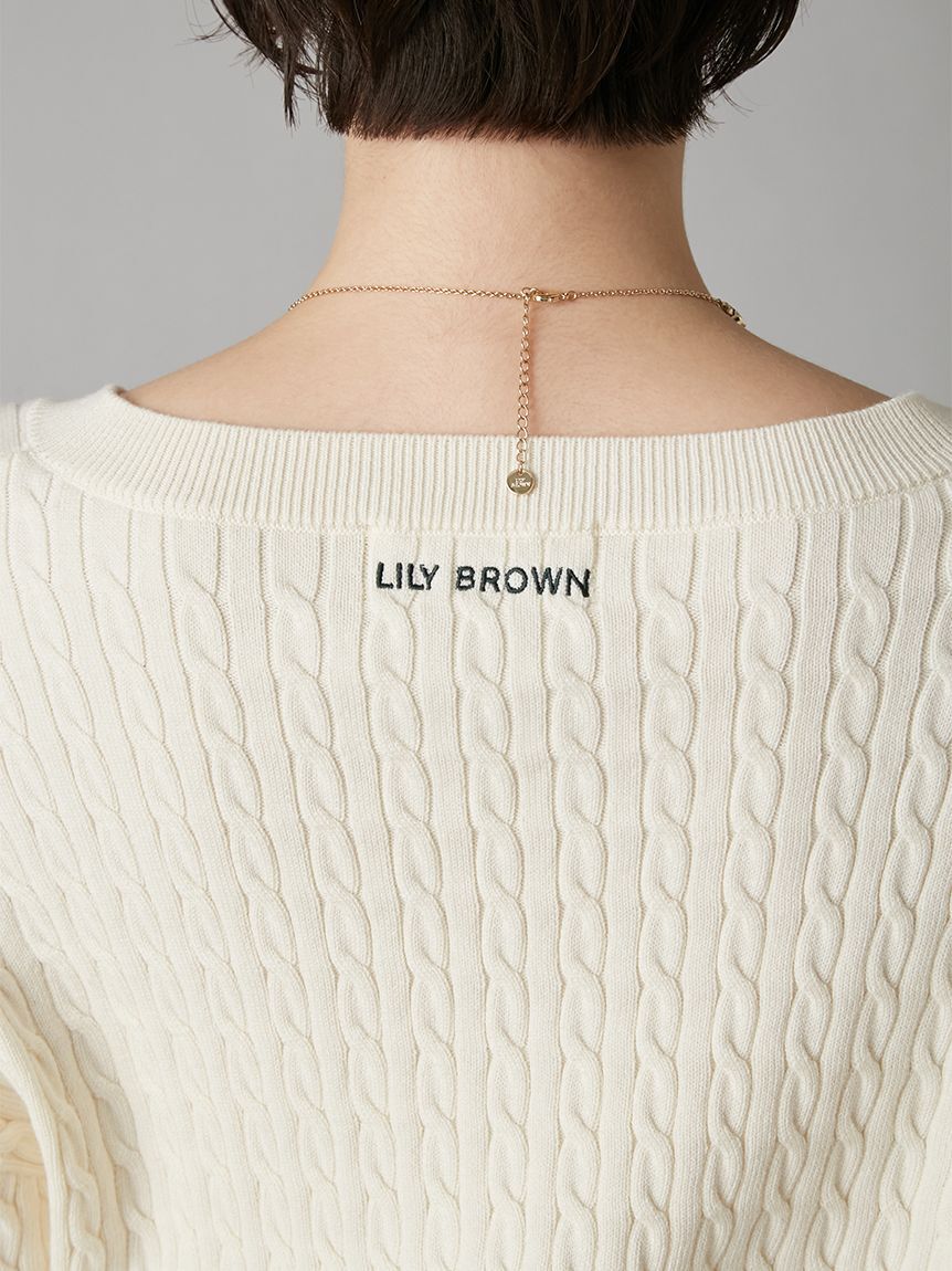 LILY BROWN「Lily Bearスタンプモチーフケーブルニット」|ニット・セーター|