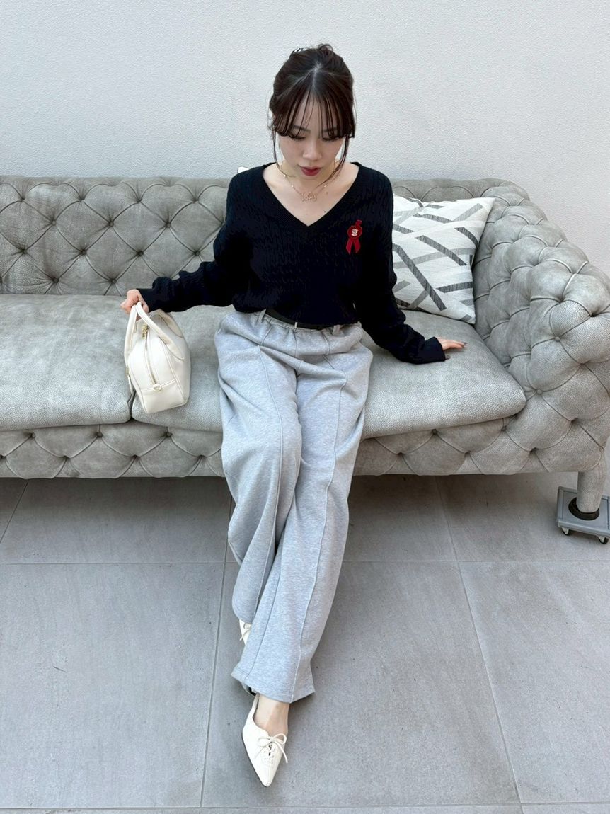 LILY BROWN「Lily Bearスタンプモチーフケーブルニット」|ニット・セーター|