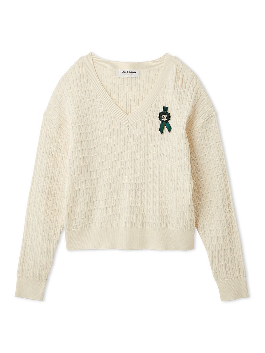 LILY BROWN「Lily Bearスタンプモチーフケーブルニット」|ニット・セーター|