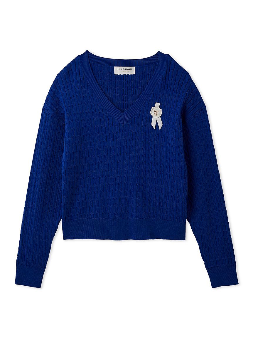 LILY BROWN「Lily Bearスタンプモチーフケーブルニット」|ニット・セーター|BLU